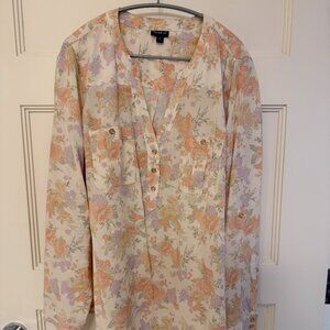 Torrid Size 2 - Floral Print Blouse, Long Sleeve or Roll Tab